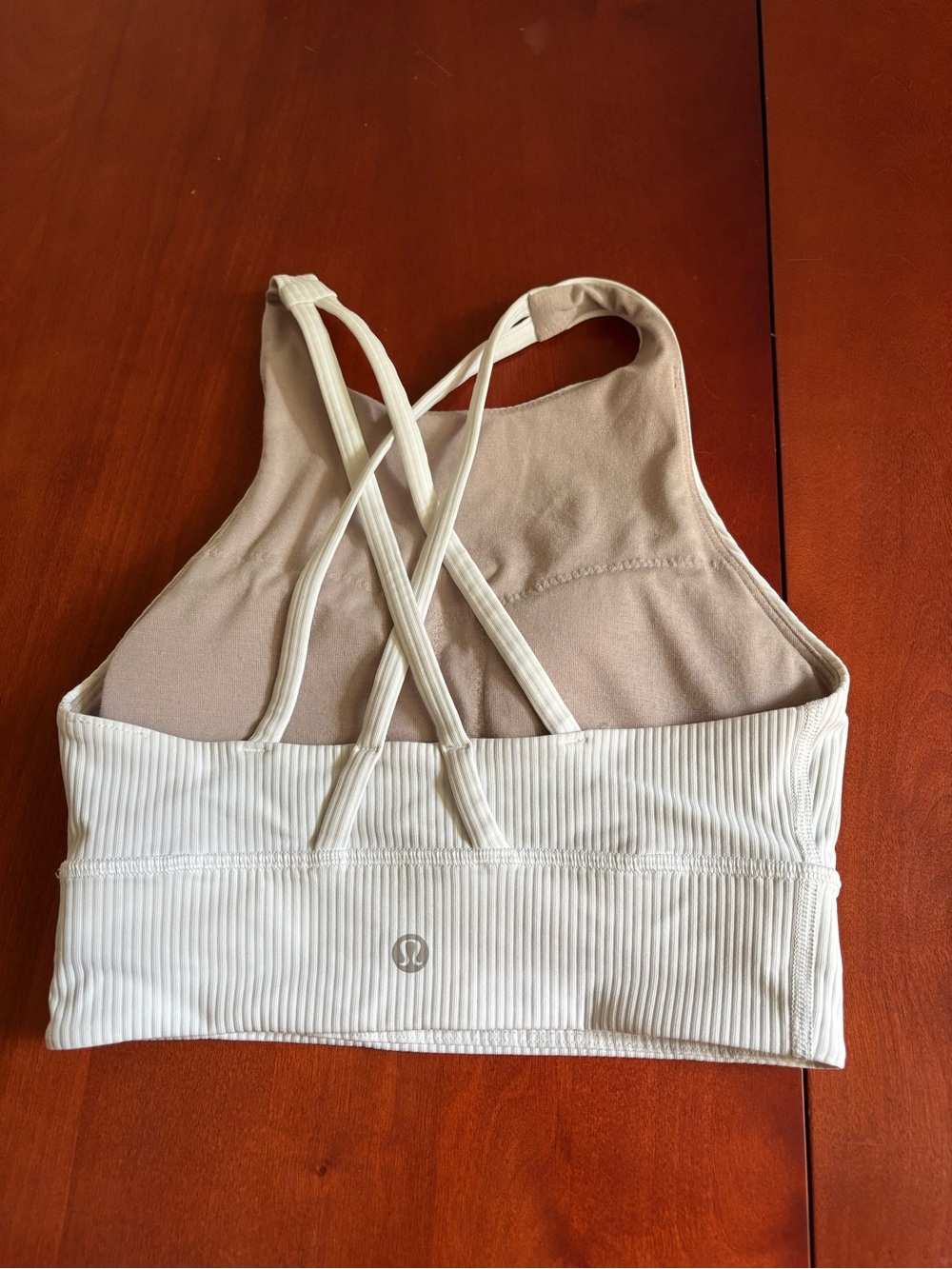 Lululemon Athletica White Ribbed Strappy Sports Bra Size 2